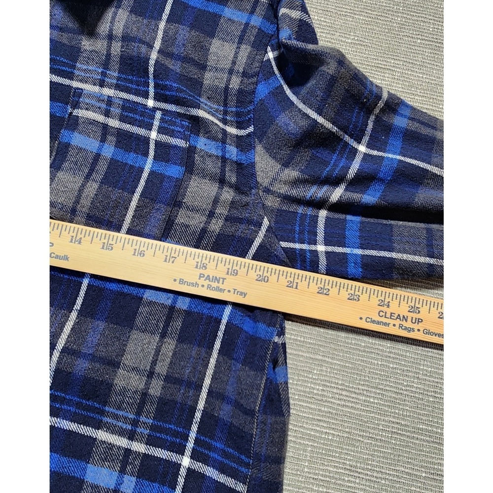 Eighth Avenue Men's Plaid Flannel Button Up Shirt Blue Gray XL - Picture 6 of 12
